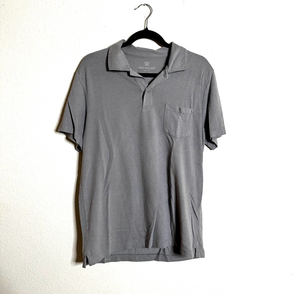 Mack Weldon for daily wear light gray short sleeve polo shirt men's medium M